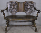 SOLD Antique Victorian Carved Oak Bench