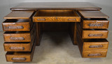 SOLD Antique Victorian Oak Raised Panel Flat Top Desk – 66”