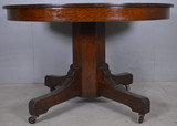 SOLD Antique Round Oak Mission Style Dining Room Table