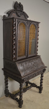 SOLD Antique Heavy Carved Oak Secretary Bookcase Desk with Dragons