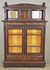 SOLD Antique Victorian Walnut Carved Bookcase