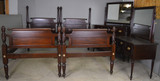 SOLD Antique Solid Mahogany Four Piece Bedroom Set – Twin Pineapple Beds