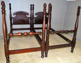 SOLD Antique Pair of Mahogany Twin Tall Poster Beds