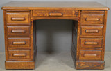 SOLD Antique Victorian Raised Panel Flat Top Desk