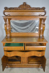 SOLD Antique Victorian Oak Carved Sideboard w/ Jenny Lind Cupid & Angels