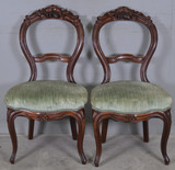 SOLD Antique Pair of Victorian Hand Carved Dining Chairs