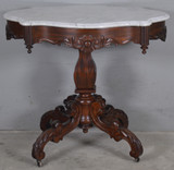 Antique Victorian Heavily Carved Marble Top Turtle Top Parlor Stand #22053