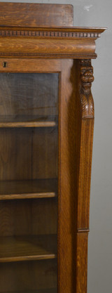SOLD Antique Oak Triple Door Lion Head Bookcase