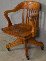 SOLD Antique Victorian Oak Banker’s Swivel Office Chair, Lawyer’s Desk Chair