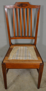 SOLD Antique Set of 6 Custom Mahogany Inlaid Dining Chairs