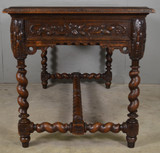 SOLD Antique Oak Heavily Carved Writing Desk with Lions