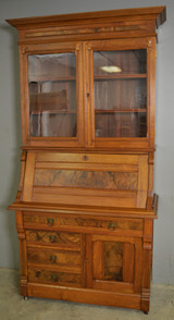 SOLD Antique 1800s Victorian Walnut Slant Top Secretary Bookcase Desk