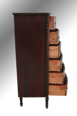 SOLD Antique Solid Mahogany Sheraton Cookie Corner Tall Chest