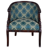 SOLD Antique Mahogany Carved Federal Style Chair w/ Duck Heads - Reupholstered