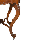 SOLD Antique Victorian Marble Top Turtle Top Parlor Table - Mahogany, 1880s