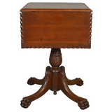 SOLD Antique Mahogany Federal Claw Foot Work Table / Drop Leaf Stand