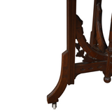 Antique Victorian Walnut Marble Top Parlor Table, Rose Quartz, Carved #22385