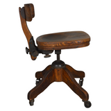 Antique Oak Telephone Operator Chair, Adjustable Tilt & Backrest, 1910s #22393 Antique Oak Telephone Operator Chair, Adjustable Tilt & Backrest, 1910s #22393