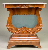 Antique Empire Marble Top Pier Table – Flame Mahogany, 1860s #22465
