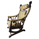 Victorian Hunzinger Rocker with Carved Lion Heads – 1880s #22476