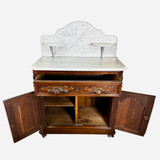 Victorian Walnut Marble Top Commode, 1860s #22479