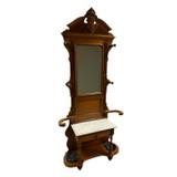 SOLD Victorian Marble Top Burl Walnut Hall Tree – Original Mirror - 1880s