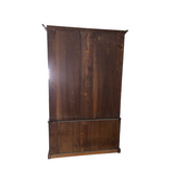 Victorian Carved Step Back Bookcase – Black Walnut – Glass Door Cupboard #22143
