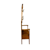 Victorian Carved Oak Hall Tree with Mirror & Storage Bench – c.1900s #22574