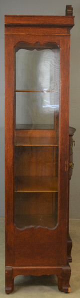SOLD Antique Oak China Closet, Victorian Buffet Bevel Glass Mirror