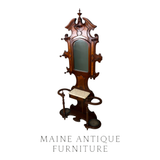 Antique Hall Tree, Mirror, Umbrella Holder, Burl Walnut, Marble Top #22668