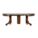 Antique Victorian Quarter-Sawn Oak Three-Leaf Extension Dining Table #22652
