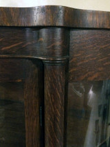 SOLD Antique Oak Triple Curved Glass Claw Foot China Cabinet