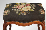 SOLD Antique Victorian Walnut Needlepoint Vanity Bench Footstool