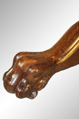 SOLD Antique Round Oak Claw Foot Lion Head Dining Table