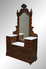 SOLD Antique Victorian Marble Top Civil War Drop Center Mirror Chest **REDUCED PRICE**