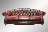 SOLD Antique Unusual Stuffed 100-percent English leather sofa