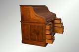 SOLD Antique Victorian Tiger Sawn Oak Raised Panel Full Interior Lawyer's Roll Top Desk