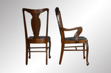 SOLD Antique Set of Four Tiger Oak Victorian Dining Chairs - Twin Arms
