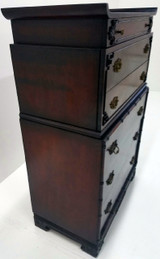 SOLD Flame Mahogany Carved Tall Chest