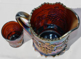 SOLD Seven Piece Carnival Northwood Grape and Cable Water Set