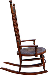 SOLD North Wind Embossed Leather Oak Unusual Rocking Chair