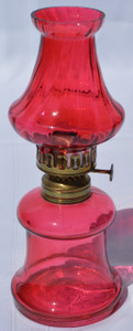 SOLD Miniature Cranberry Victorian Two Part Mini Lamp from the 1890s