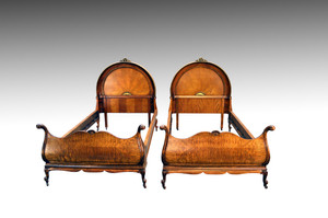 SOLD Pair of Rare Clam Shell Twin Size Beds- Museum Quality