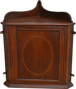SOLD Mahogany Inlaid Corner Medicine Cabinet