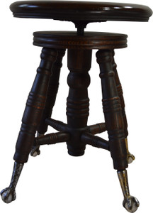 SOLD Victorian Oak Ball and Claw Piano Stool