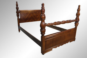 SOLD Antique Art Deco Multi-veneer Full-size Poster Bed