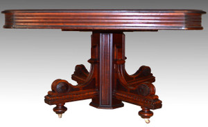 SOLD Burl Victorian Banquet Table with Leaves