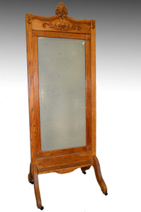 SOLD Oak Antique Cheval Ladies Dressing Mirror