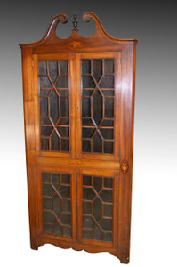 SOLD Mahogany Inlaid Corner China Cabinet