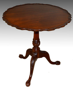 SOLD Custom Chippendale Bird Cage Tilt Top Carved Table